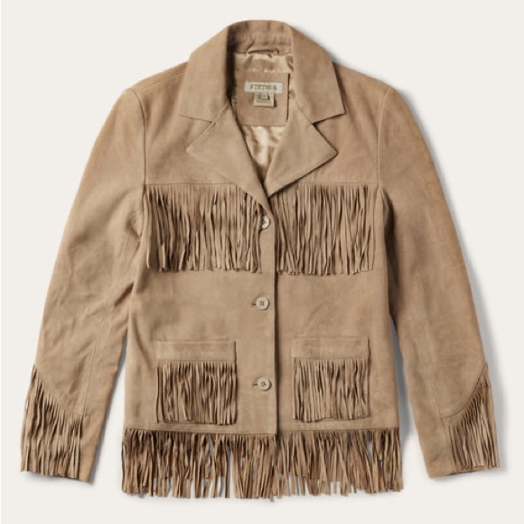 NWT Stetson Fringe Suede Leather Jacket Light Tan Size L - Picture 4 of 16